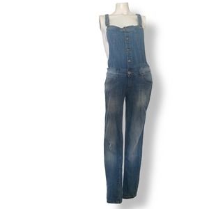 CLIVER Jeans Italian Women's Overalls Lightly Distressed Size M